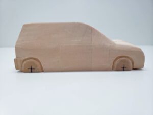 マニアモデルファイル 愛車 旧規格 ＨA21SHB11S スズキ アルトワークス の自作 ミニカー 模型作り -右側面のリア周辺の削り後の確認 (6)