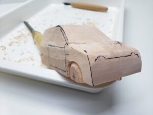 マニアモデルファイル 愛車 旧規格 ＨA21SHB11S スズキ アルトワークス の自作 ミニカー 模型作り -右側面の削り風景 (4)