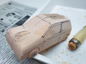 マニアモデルファイル 愛車 旧規格 ＨA21SHB11S スズキ アルトワークス の自作 ミニカー 模型作り -左側のピラーのケガキ-01