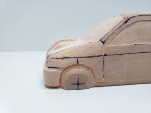 愛車 模型作り-旧規格 ＨA21S- HB11S スズキ アルトワークス の自作 ミニカー ヘッドライトのケガキ入れと削りと確認 (10)
