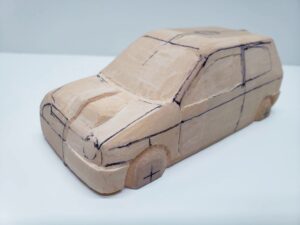 愛車 模型作り-旧規格 ＨA21S- HB11S スズキ アルトワークス の自作 ミニカー ヘッドライトのケガキ入れと削りと確認 (14)
