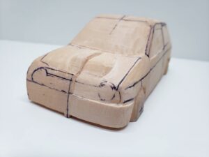 愛車 模型作り-旧規格 ＨA21S- HB11S スズキ アルトワークス の自作 ミニカー ヘッドライトのケガキ入れと削りと確認 (16)