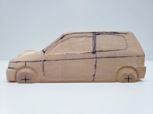 愛車 模型作り-旧規格 ＨA21S- HB11S スズキ アルトワークス の自作 ミニカー ヘッドライトのケガキ入れと削りと確認 (9)