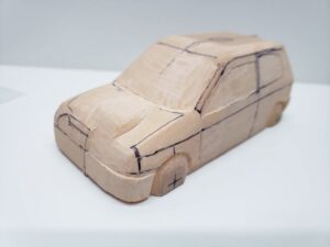愛車 模型作り-旧規格 ＨA21S- HB11S スズキ アルトワークス の自作 ミニカー 前側と角の確認と削りの追加 (1)