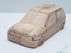 愛車 模型作り-旧規格 ＨA21S- HB11S スズキ アルトワークス の自作 ミニカー 前側と角の確認と削りの追加 (6)