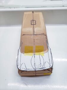 愛車 模型作り-旧規格 ＨA21S- HB11S スズキ アルトワークス の自作 ミニカー 前側の型紙合わせとケガキの追加と確認 (5)