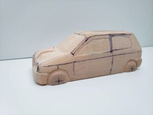 愛車 模型作り-旧規格 ＨA21S- HB11S スズキ アルトワークス の自作 ミニカー 左前のヘッドライト削り後の確認 (1)