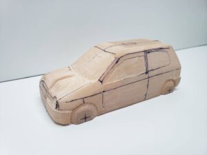 愛車 模型作り-旧規格 ＨA21S- HB11S スズキ アルトワークス の自作 ミニカー 左前のヘッドライト削り後の確認 (2)