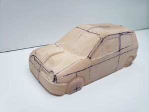 愛車 模型作り-旧規格 ＨA21S- HB11S スズキ アルトワークス の自作 ミニカー 左前のヘッドライト削り後の確認 (3)