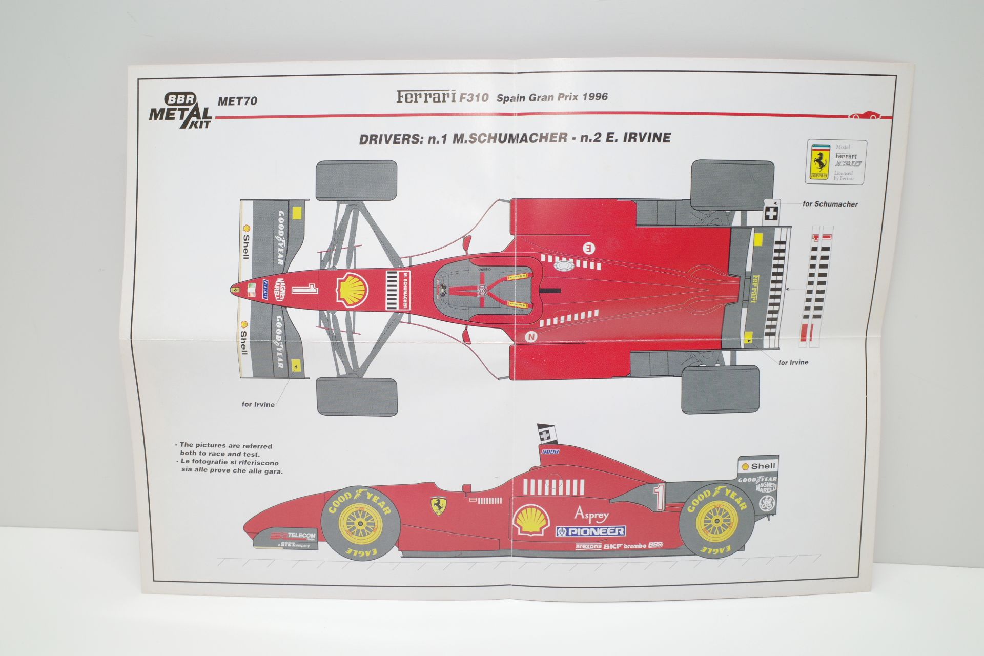BBRメタル完成品1/43 F1 フェラーリ F310 1996 E.アーバイン-