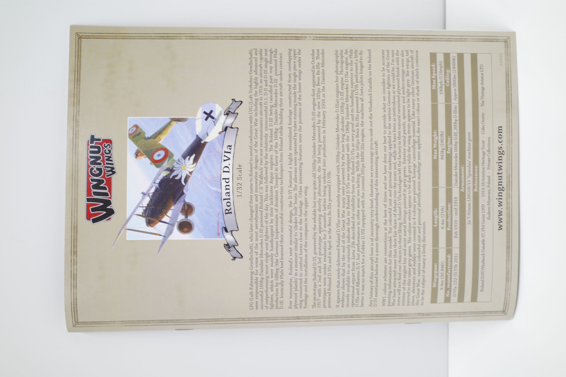Wingnat ウイングナットウイングス 1/32 Wingnut Wings #32022 Roland ローランド D.VIa/Hannover Cl ...